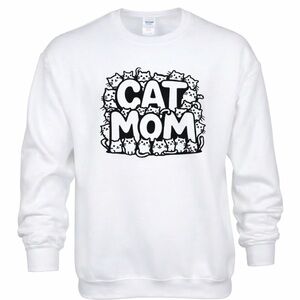 Cat Mom (Cats Background) Crewneck – White or Gray